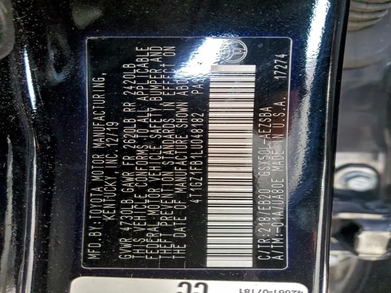 2020 TOYOTA AVALON TOURING  