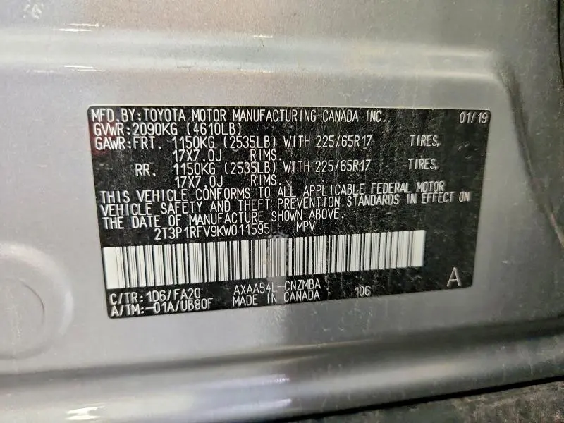 2019 TOYOTA RAV4 XLE  