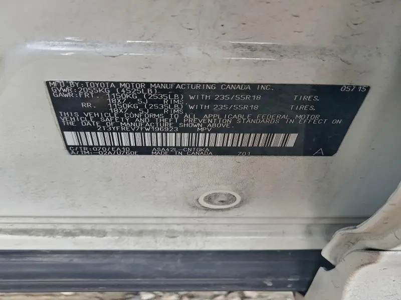 2015 TOYOTA RAV4 LIMITED  