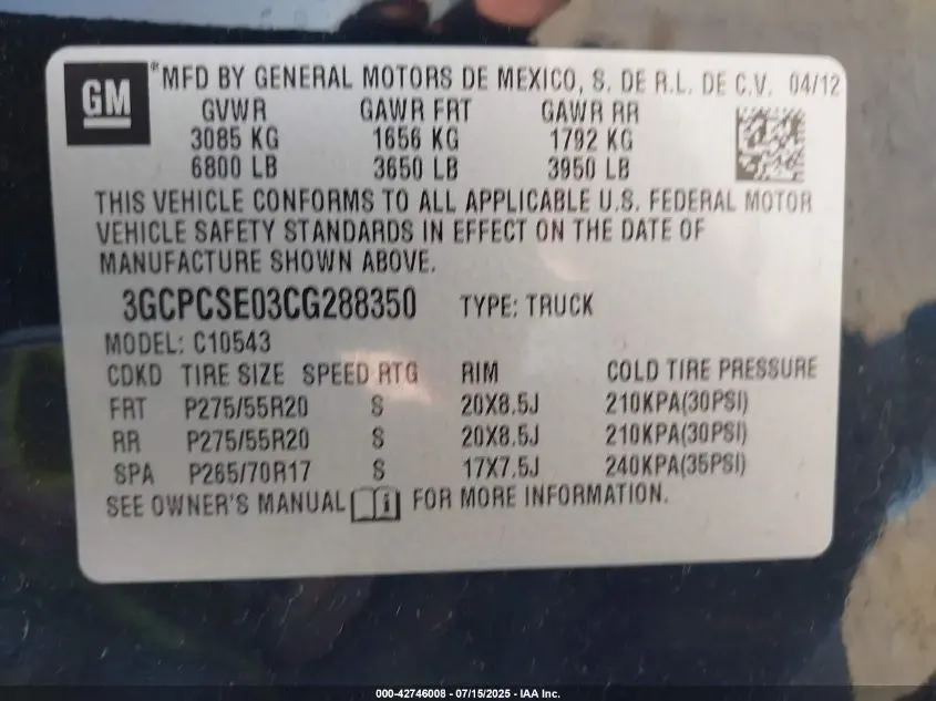 2012 CHEVROLET SILVERADO 1500 LT