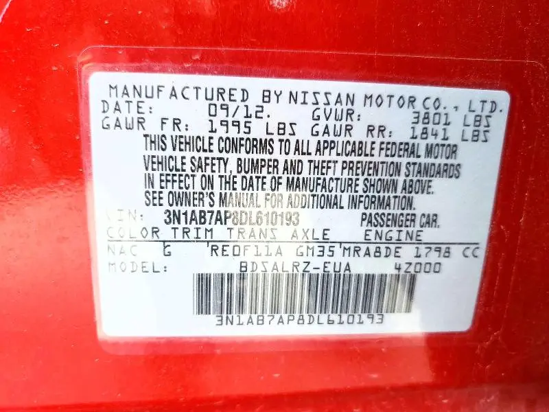 2013 NISSAN SENTRA S  