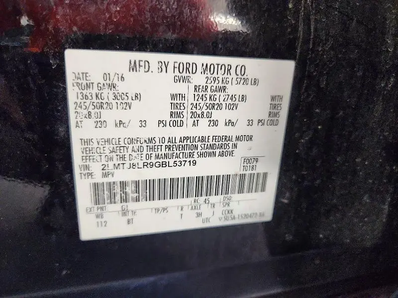 2016 LINCOLN MKX RESERVE  