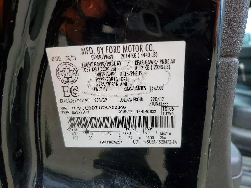 2012 FORD ESCAPE   