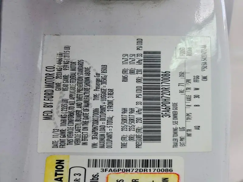2013 FORD FUSION SE  