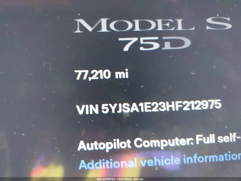 2017 TESLA MODEL S 100D/60D/75D/90D/P100D