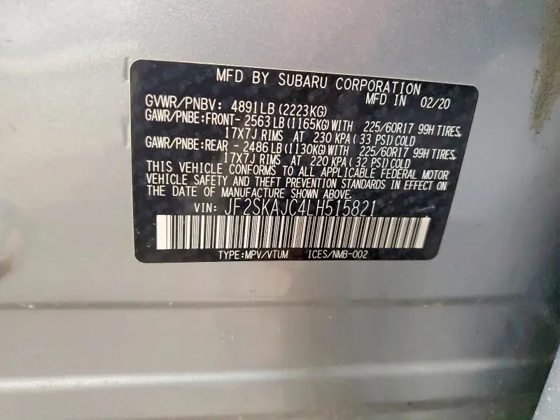 2020 SUBARU FORESTER PREMIUM  