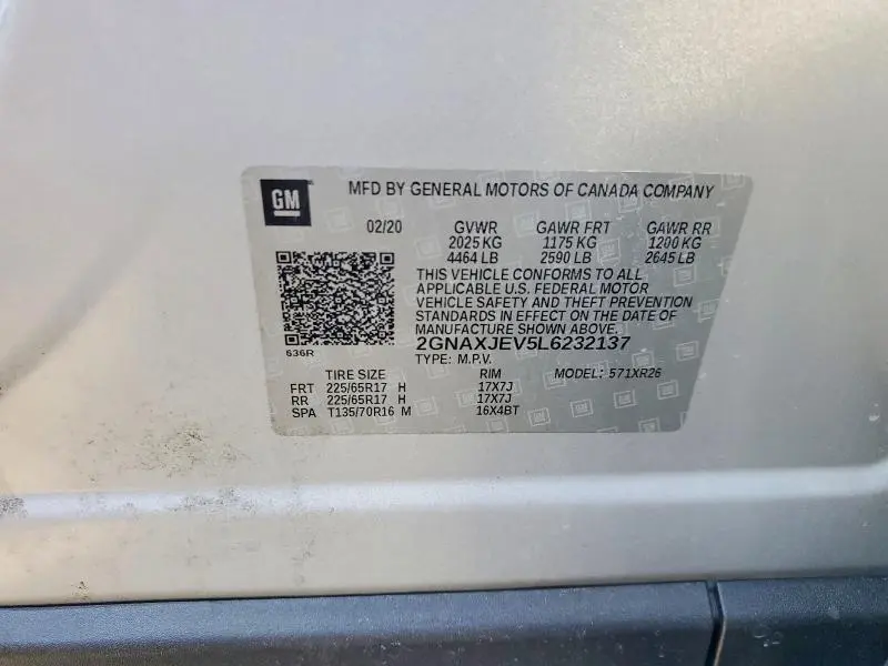 2020 CHEVROLET EQUINOX LT  