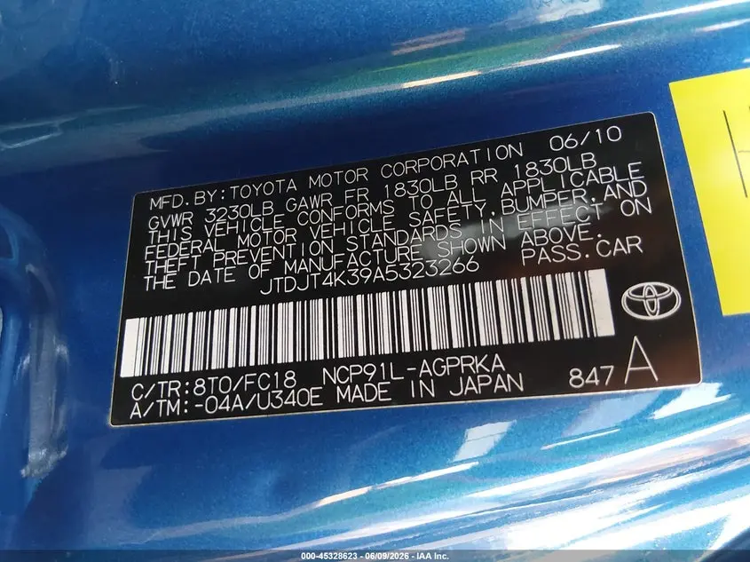 2010 TOYOTA YARIS  