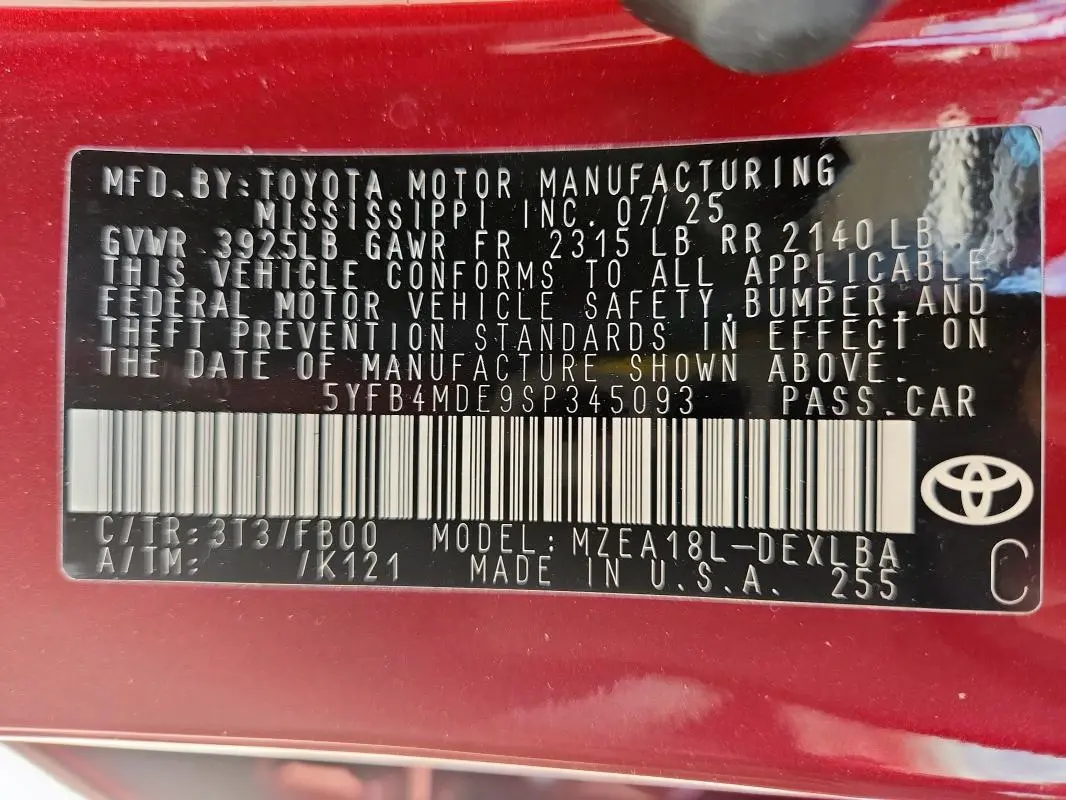 2025 TOYOTA COROLLA LE  