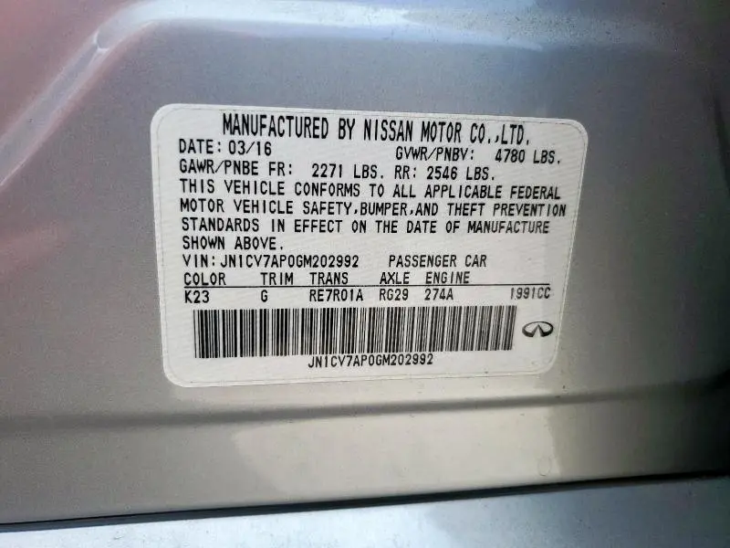 2016 INFINITI Q50 BASE  