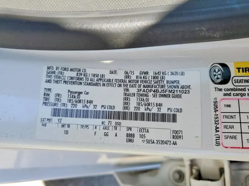 2015 FORD FIESTA SE  