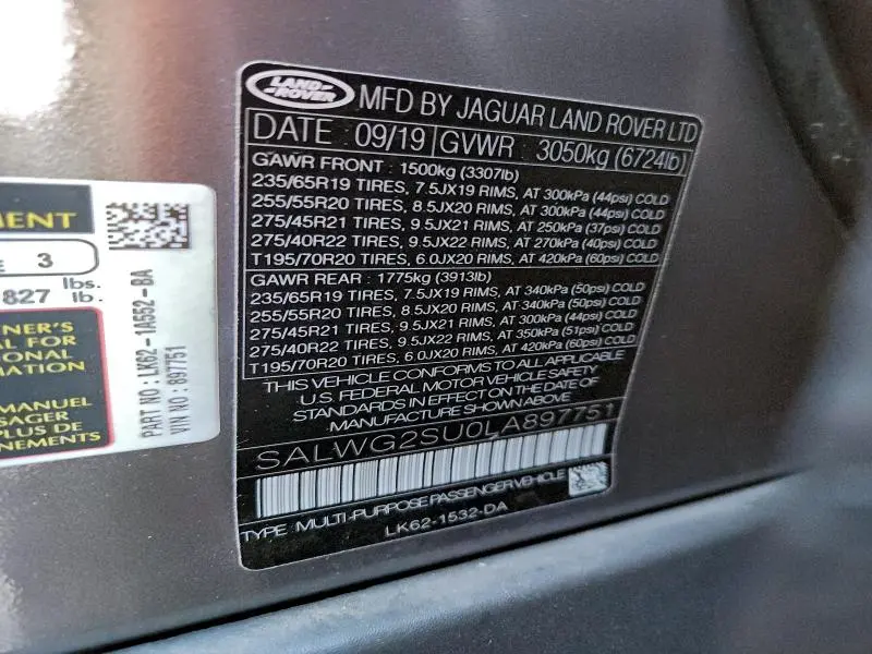 2020 LAND ROVER RANGE ROVER SPORT SE  