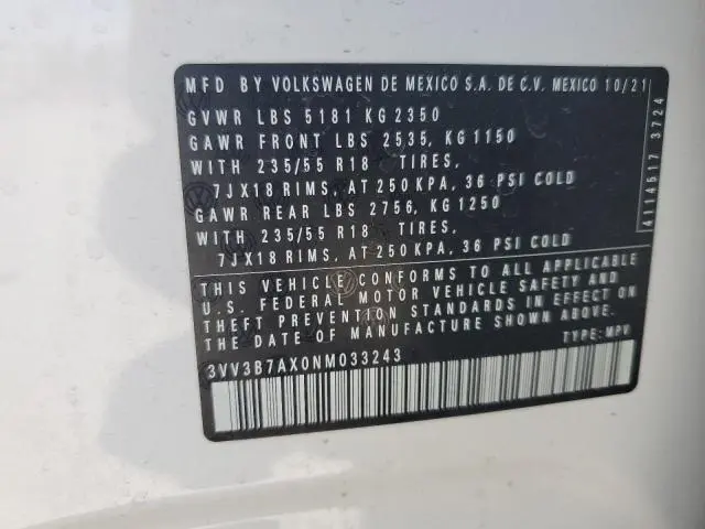 2022 VOLKSWAGEN TIGUAN SE  