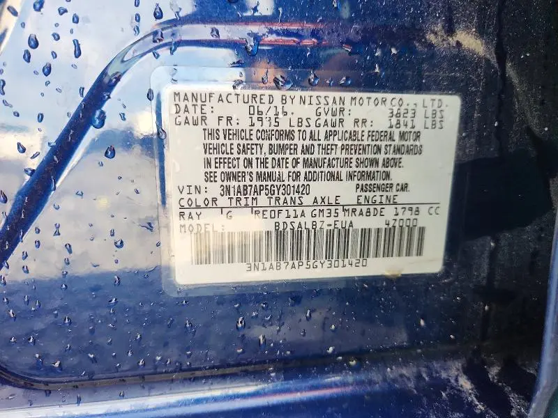2016 NISSAN SENTRA S  