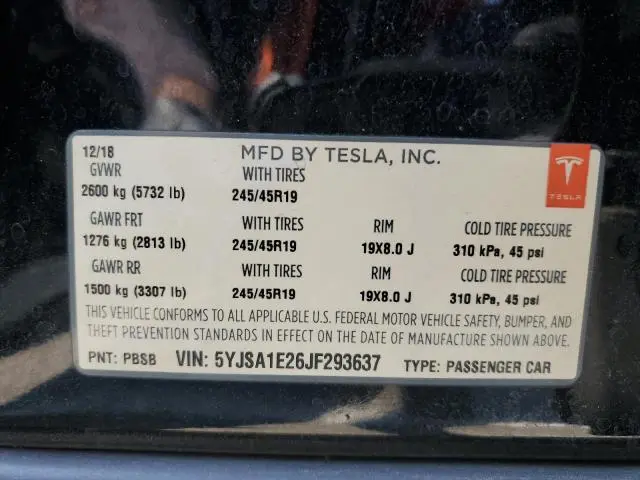 2018 TESLA MODEL S   
