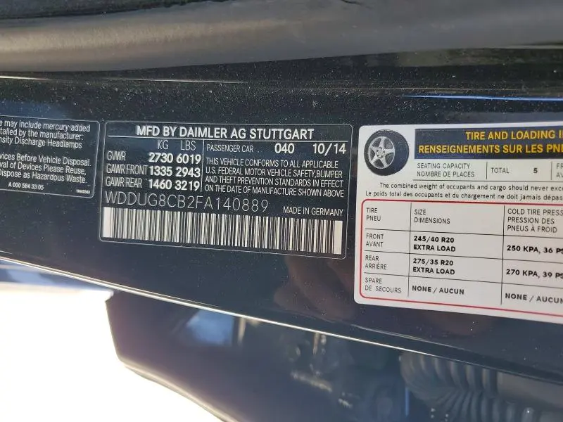 2015 MERCEDES-BENZ S 550  