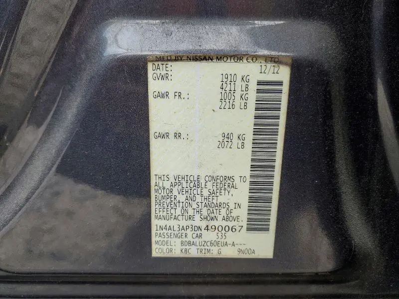 2013 NISSAN ALTIMA 2.5/S/SV/SL  