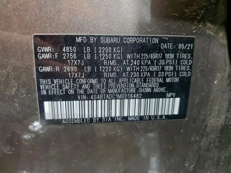 2021 SUBARU OUTBACK PREMIUM  