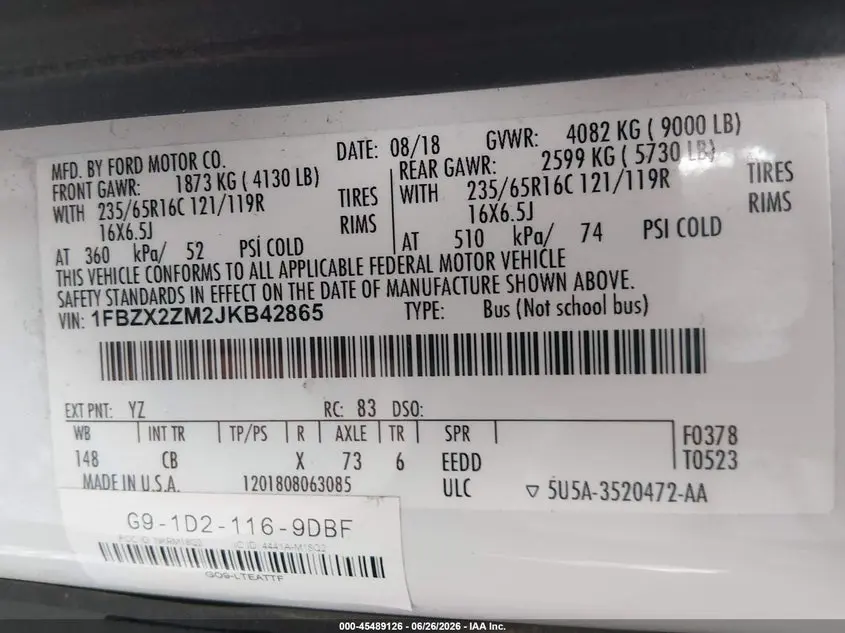 2018 FORD TRANSIT-350 XL/XLT