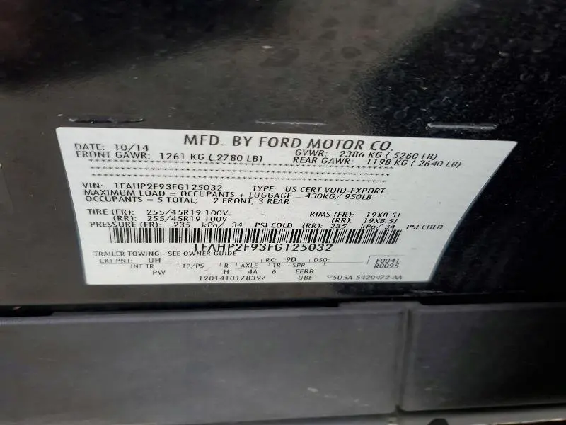 2015 FORD TAURUS LIMITED  
