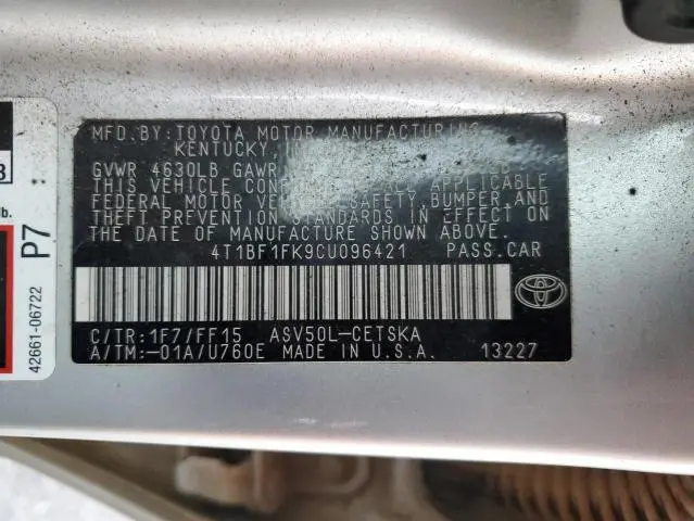 2012 TOYOTA CAMRY BASE  