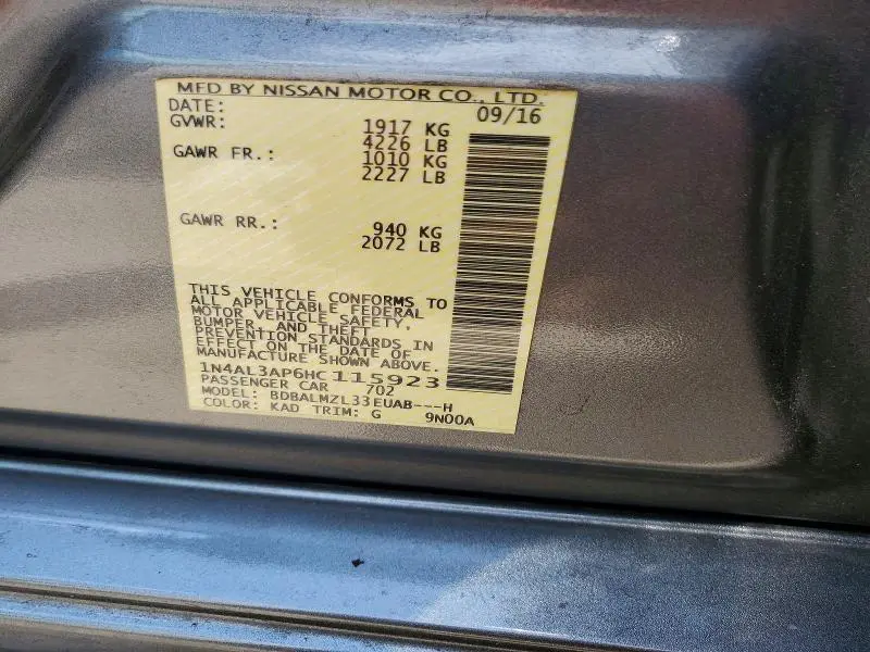 2017 NISSAN ALTIMA 2.5 SV  