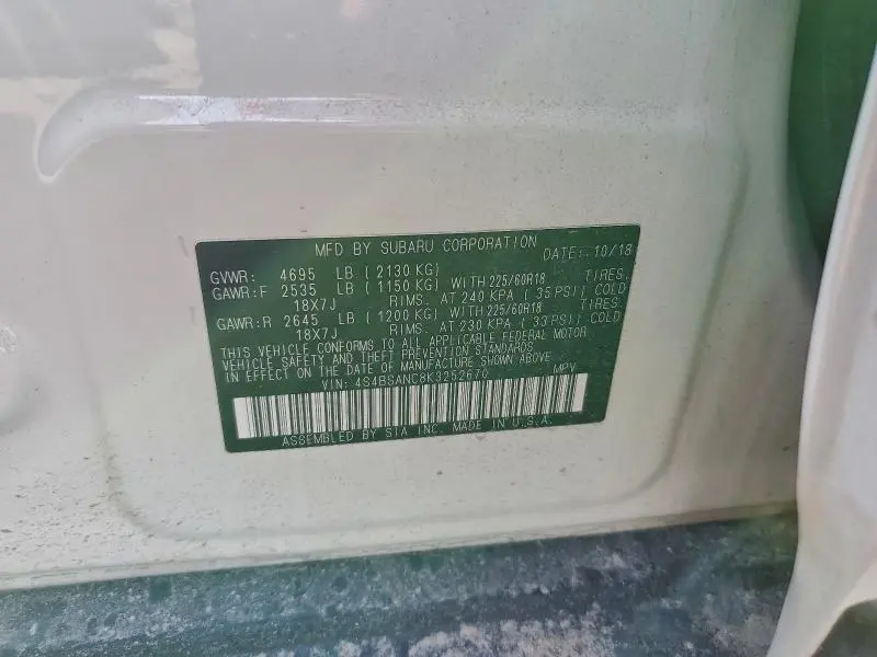 2019 SUBARU OUTBACK 2.5I LIMITED  