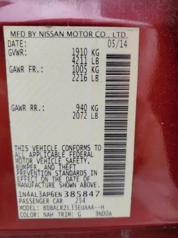 2014 NISSAN ALTIMA   