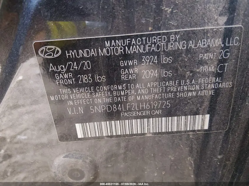 2020 HYUNDAI ELANTRA SEL