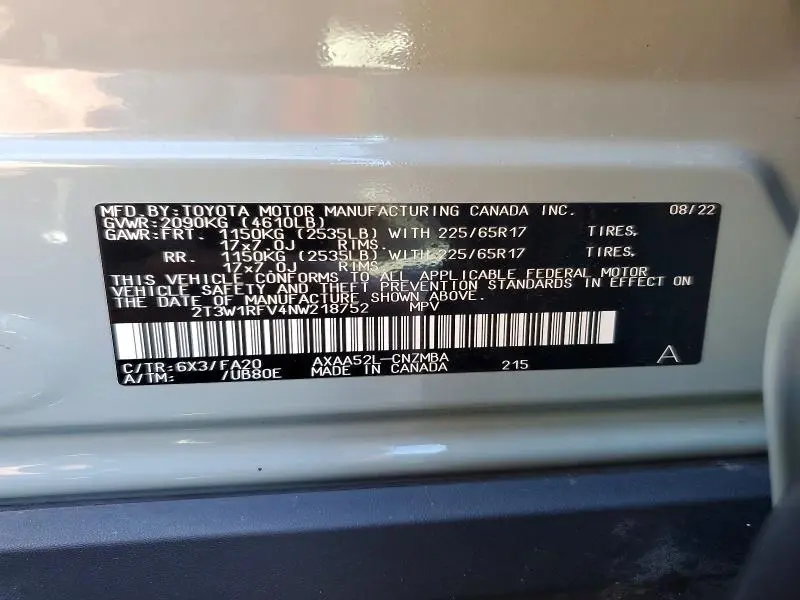 2022 TOYOTA RAV4 XLE  