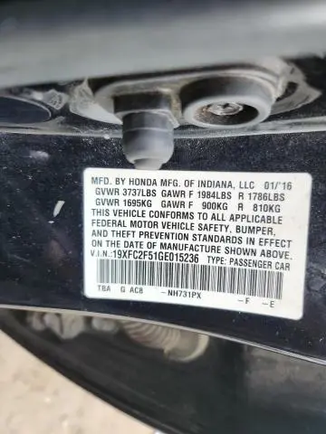 2016 HONDA CIVIC LX  