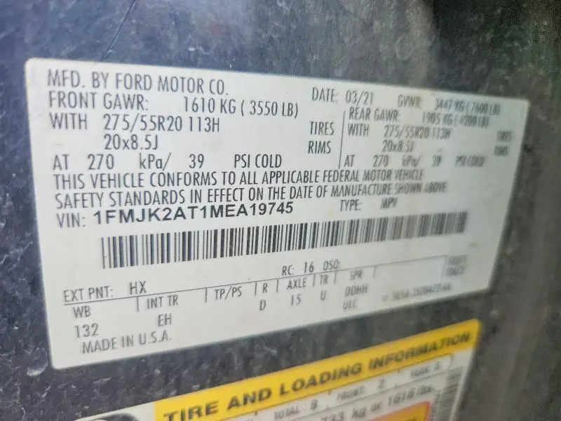 2021 FORD EXPEDITION MAX LIMITED  