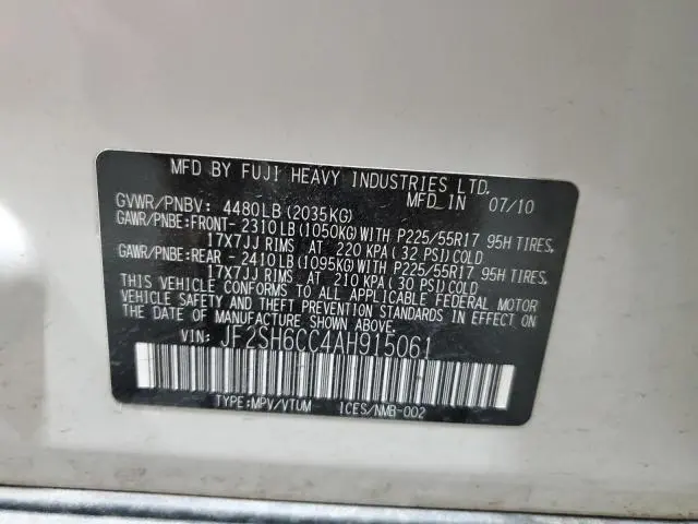 2010 SUBARU FORESTER 2.5X PREMIUM  