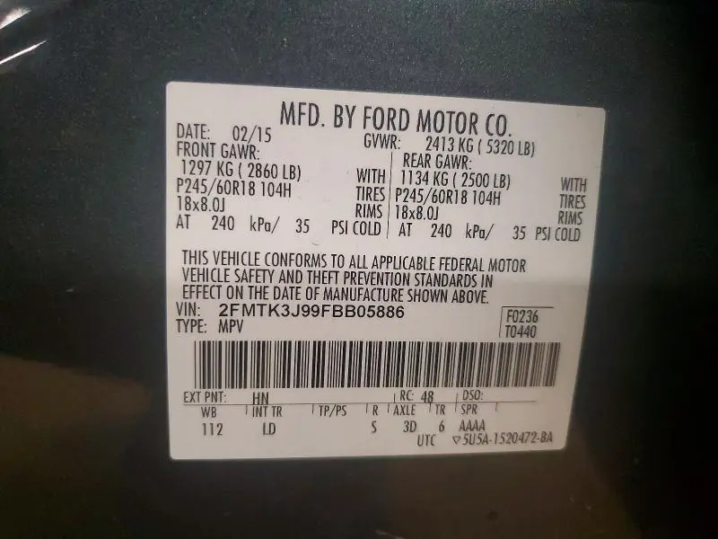 2015 FORD EDGE SEL  