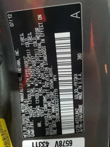 2012 TOYOTA SIENNA XLE  