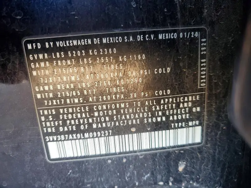 2020 VOLKSWAGEN TIGUAN SE  