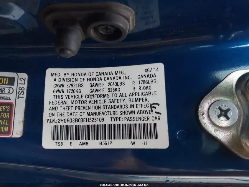 2014 HONDA CIVIC EX-L