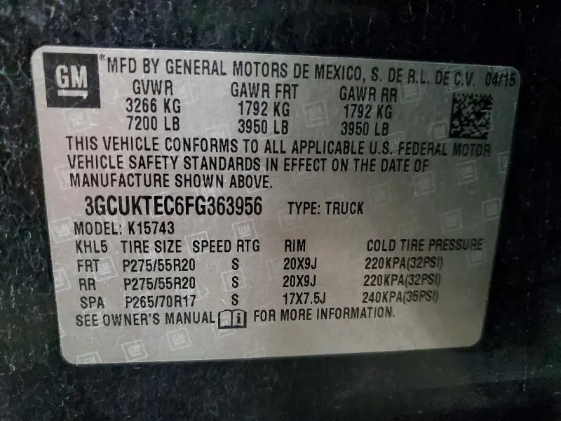 2015 CHEVROLET SILVERADO K1500 HIGH COUNTRY  