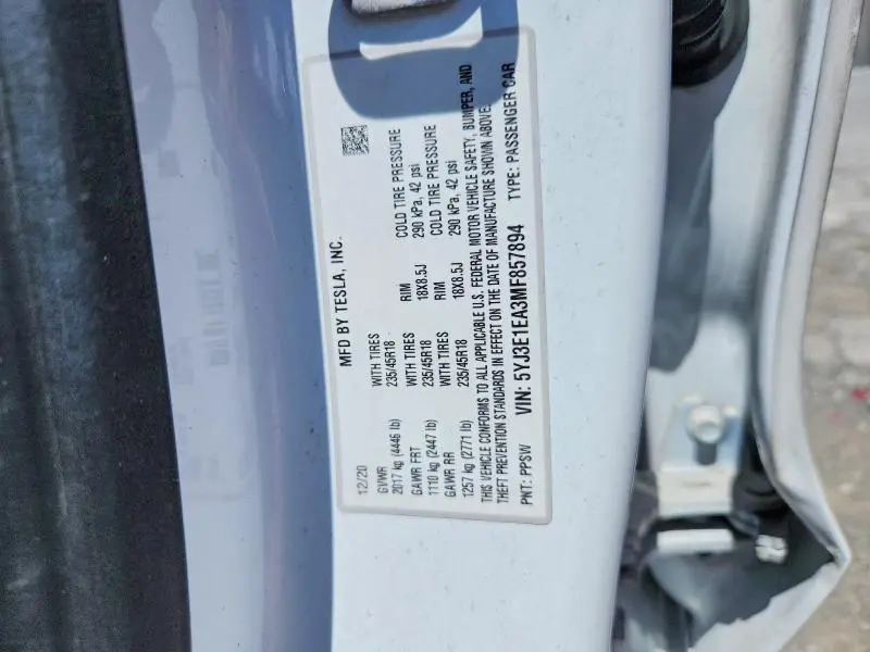 2021 TESLA MODEL 3   