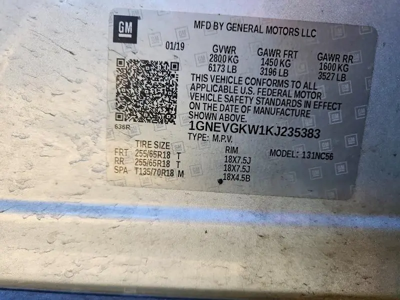 2019 CHEVROLET TRAVERSE LT  