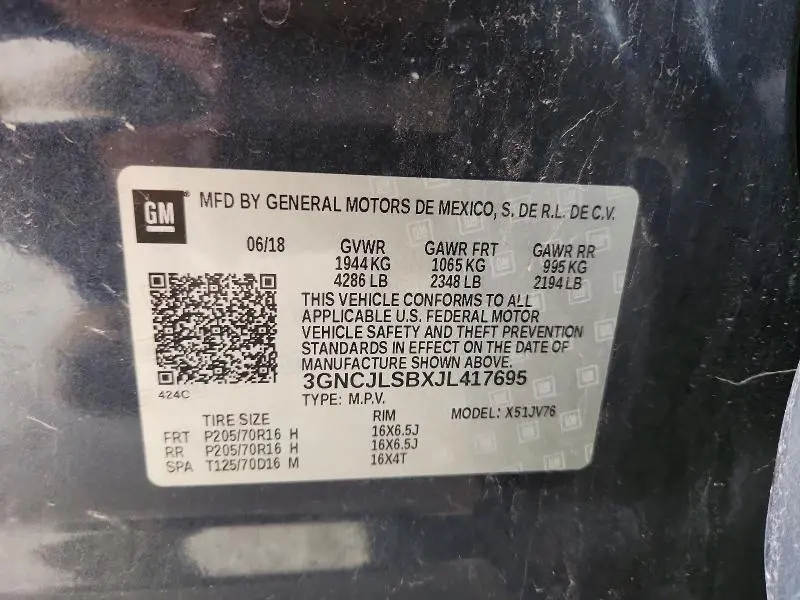 2018 CHEVROLET TRAX 1LT  