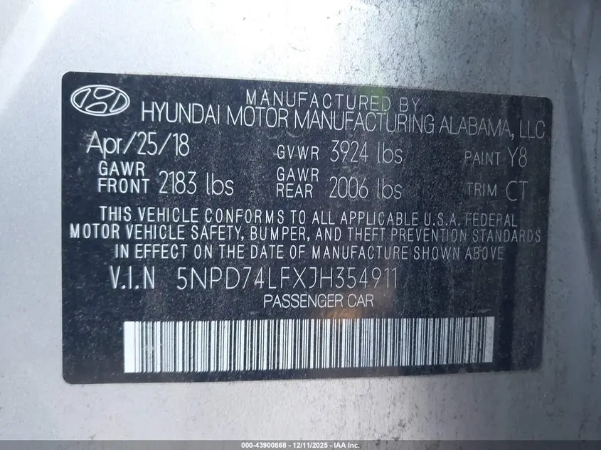 2018 HYUNDAI ELANTRA SE