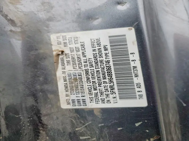 2011 HONDA ODYSSEY EXL  