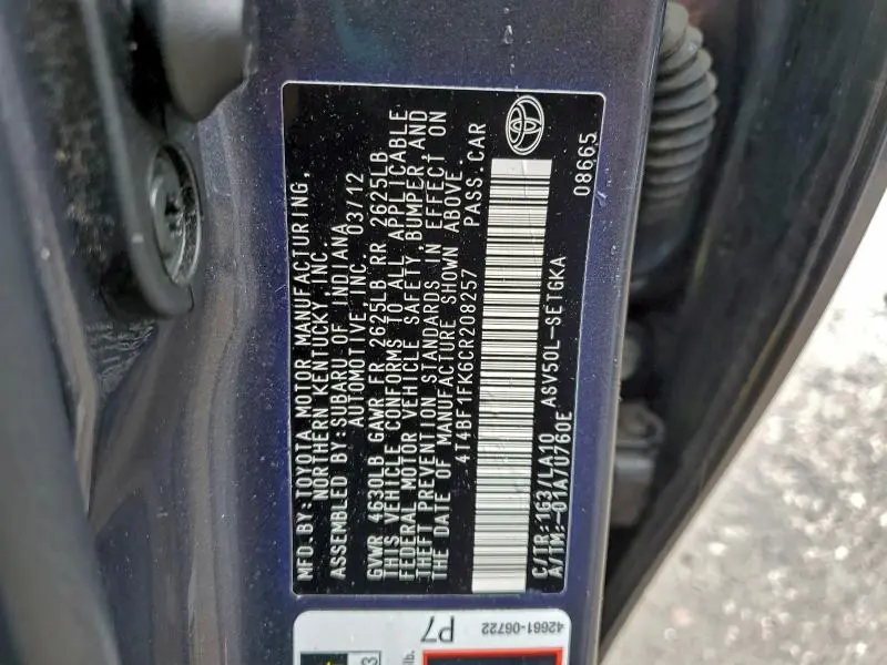 2012 TOYOTA CAMRY BASE  