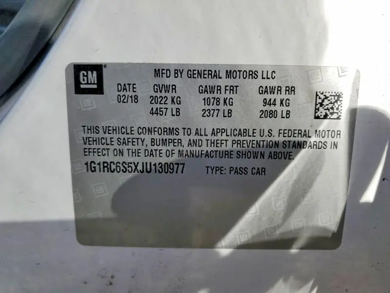 2018 CHEVROLET VOLT LT  