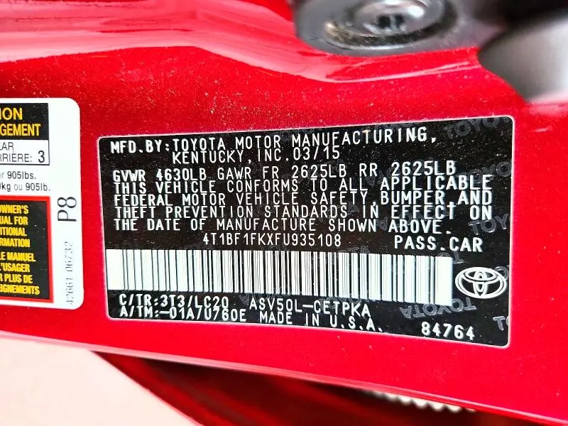 2015 TOYOTA CAMRY LE  