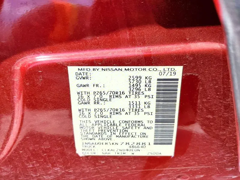 2019 NISSAN FRONTIER SV  