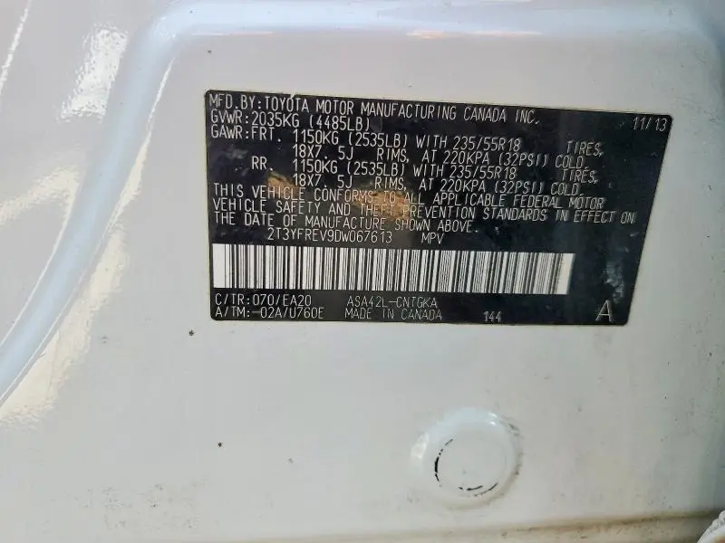 2013 TOYOTA RAV4 LIMITED  