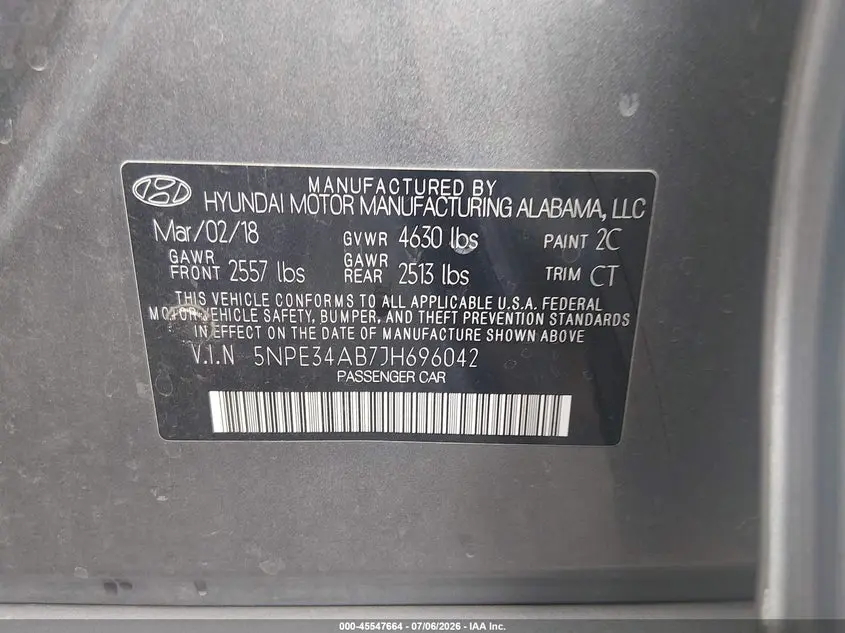 2018 HYUNDAI SONATA SPORT 2.0T