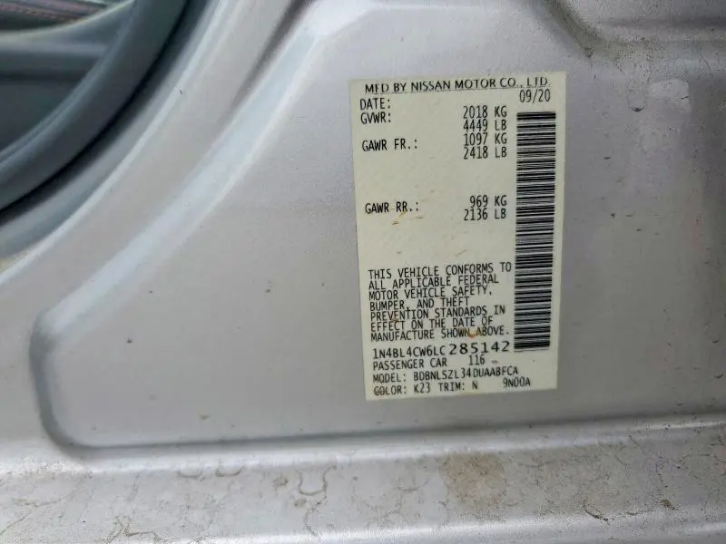 2020 NISSAN ALTIMA SR  